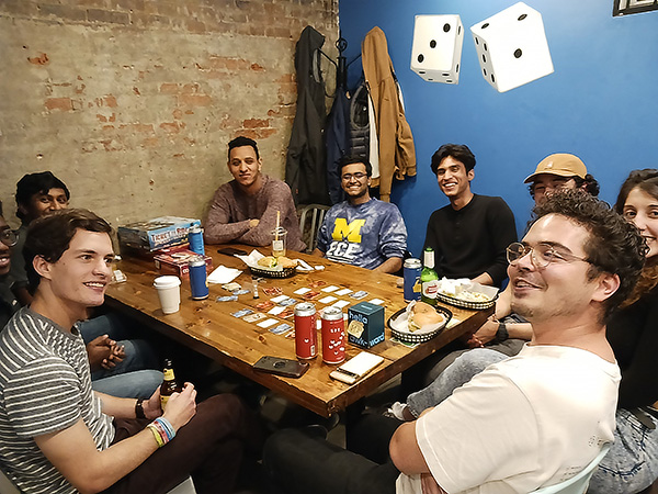 PhD students playing board games together